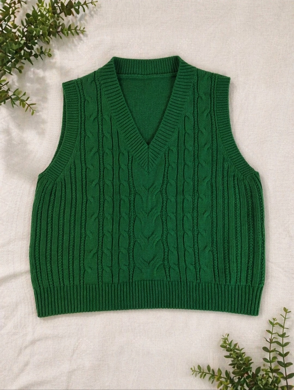 Shein College Style Sweater Vest Green Size Large - Picture 1 of 7
